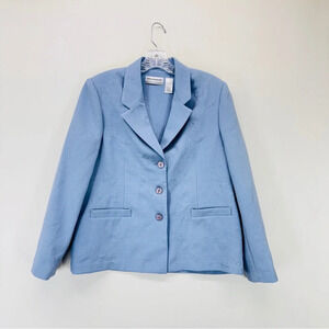 Alfred Dunner Vintage Women Embroidered Blazer Blue Size 14 P Business Casual